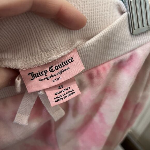 Juicy Couture Pink Tie Dye Velour Pull On Jogger Sweatpants Kids Youth Size 4T - Picture 7 of 7